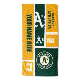 [Personalization Only] OFFICIAL MLB Colorblock Beach Towel - Athletics