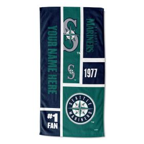 [Personalization Only] OFFICIAL MLB Colorblock Beach Towel - Mariners