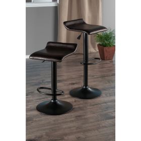 Paris Set of 2 Airlift Adjustable Swivel Stool with PU Leather Seat and Black Metal Base