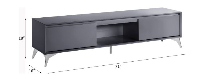 ACME Raceloma TV stand , LED, Gray & Chrome Finish 91996