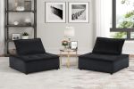 Anna Black Velvet Set of 2 Armless Lounge Chair