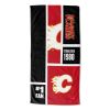 [Personalization Only] OFFICIAL NHL Colorblock Personalized Beach Towel - Calgary Flames