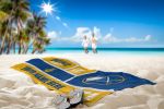 [Personalization Only] OFFICIAL NHL Colorblock Personalized Beach Towel - Buffalo Sabres