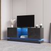 U-Can Modern, Stylish Functional TV stand with Color Changing LED Lights, Universal Entertainment Center, Black