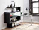 ACME Raceloma Writing Desk w/Shelf, Clear Glass, Black & Chrome Finish 93177