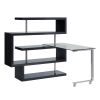 ACME Raceloma Writing Desk w/Shelf, Clear Glass, Black & Chrome Finish 93177