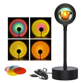 Sunset Projection Lamp Sunset Projector Night Light Wall Decoration Lighting (Option: Fourcolor switchwarm light-5V)