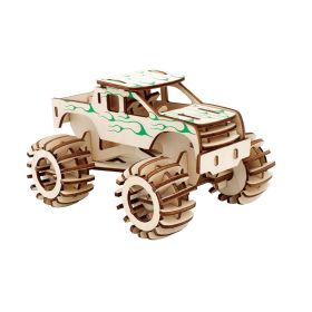 Stall Supply Wooden DIY Assembled Car Simulation Model Children's Educational 3D Three-dimensional Puzzle Blocks Toys (Option: Monster Truck HG Laser Version)