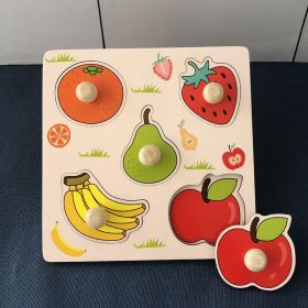 Hand Holding Puzzle Board Children's Montessori Early Education Perception Educational Toy Building Blocks (Option: Fruit Style)