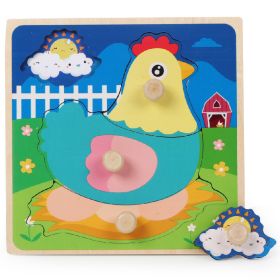 Wooden Children's Dowel Pin Hand Holding Puzzle Board Toys (Option: Chick)