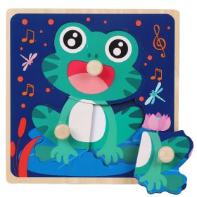 Wooden Children's Dowel Pin Hand Holding Puzzle Board Toys (Option: Frog)