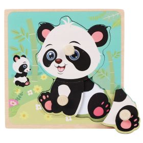 Wooden Children's Dowel Pin Hand Holding Puzzle Board Toys (Option: Panda)