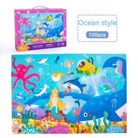 Gift Box Portable Puzzle Early Education Educational Toys (Option: 100 Ocean World)