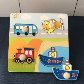 Hand Holding Puzzle Board Children's Montessori Early Education Perception Educational Toy Building Blocks (Option: Transportation Style)