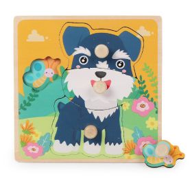 Wooden Children's Dowel Pin Hand Holding Puzzle Board Toys (Option: Puppy)