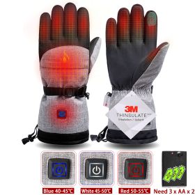 Winter Gloves 3M Cotton Heating Hand Warmer Electric Thermal Gloves Waterproof Snowboard Cycling Motorcycle Bicycle Ski Outdoor (Color: Heating gloves AA)