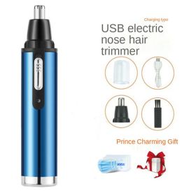 1PC Electric Nose Hair Trimmer USB Rechargeable Ear Nose Hair Trimmer Shaver Razor For Men Hair Removal (Color: Sky Blue)