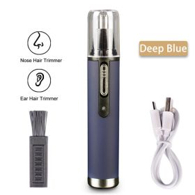 1PC Electric Nose Hair Trimmer USB Rechargeable Ear Nose Hair Trimmer Shaver Razor For Men Hair Removal (Color: Deep Blue)