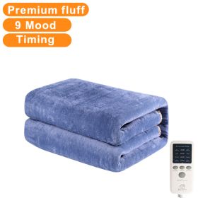 1.8m Flannel Electric Blanket Thicker Heater Heated Blanket Mattress Double Body Heating Blankets Thermostat Winter Body Warmer (Color: US- Flannel- Blue)