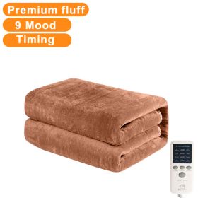 1.8m Flannel Electric Blanket Thicker Heater Heated Blanket Mattress Double Body Heating Blankets Thermostat Winter Body Warmer (Color: US- Flannel- Brown)