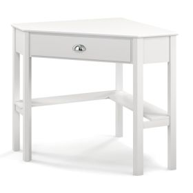 Corner Wooden Piece Laptop Computer Desk (Color: White)