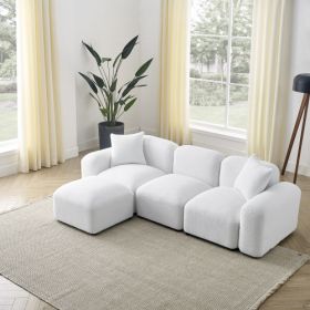 L-Shape Modular Sectional Sofa,DIY Combination,Teddy Fabric (Color: White)